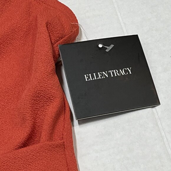 Ellen Tracy Swimsuit Women 8 Earthly Red Textured One Piece O Ring Belted Beach - Picture 3 of 6